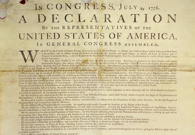 The first printed version of the Declaration of Independence by John Dunlap of Philadelphia.